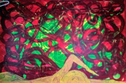 „Schwimmerin“,
Acryl auf Leinwand, 100 x 150 cm